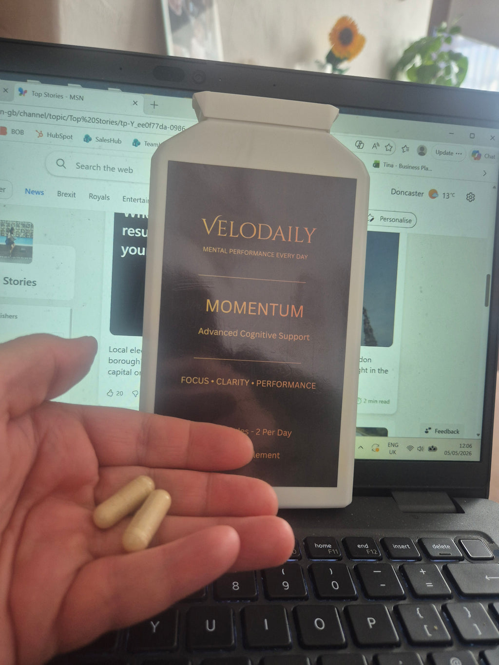 Velodaily Momentum — Cognitive Focus Supplement | 90 Capsules, 45-Day Supply