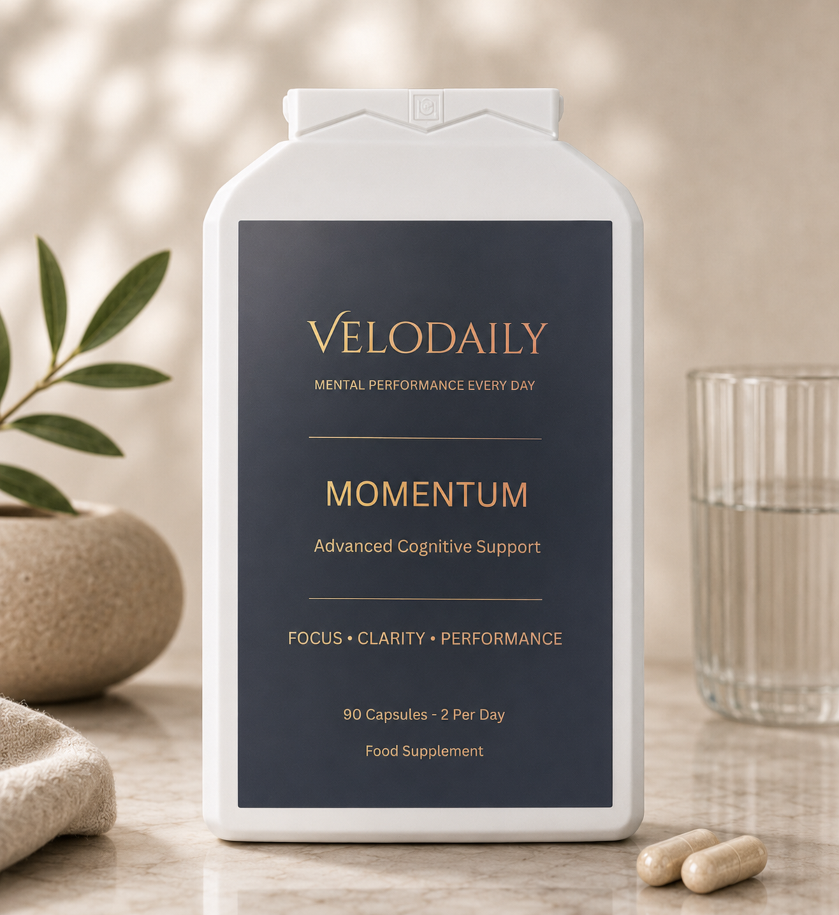 Velodaily Momentum — Cognitive Focus Supplement | 90 Capsules, 45-Day Supply